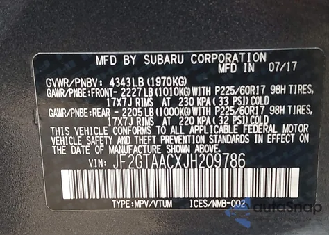 2018 Subaru Crosstrek 2.0I z USA, uszkodzony, nr VIN JF2GTAACXJH209786